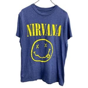 NIRVANA 半袖 プリント Tシャツ Lサイズ ニルバーナ バンT ネイビー 古着卸 アメリカ仕入 t2407-3712