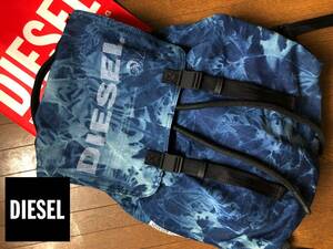 ●美品 DIESEL ディーゼル ビッグロゴ ブリーチ 2way リュック インディゴ メンズ レディース 即決 即納 55DSL ブラックゴールド●508