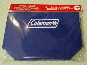 Coca-Cola × Coleman フェルトトート（青） 新品 未開封 非売品 コカコーラ コールマン　トートバッグ ランチバッグ お散歩バッグ ブルー