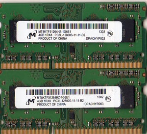 【ノートPC用メモリ】 Micron DDR3 PC3L-12800 8GB (4GB×2枚セット) 1600