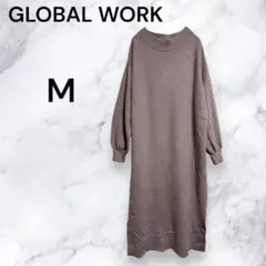 【J124】GLOBAL WORK ニットワンピース　ベージュ　可愛い　古着　M