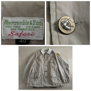 60s アバクロ　SAFARI　ハンティングジャケット　Abercrombie&Fitch　動物ボタン　フィッシングジャケット
