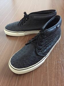 VANS VAULT CHUKKA BOOT LX OSTRICH バンズ ブラック オーストリッチレザー 高級 本革 スケートボード スニーカー 定価50400円 BLACK l