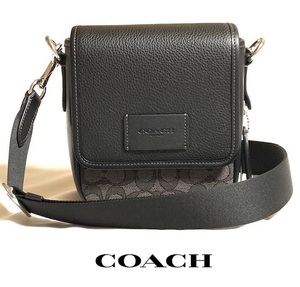 特価！ 人気 COACH コーチ メンズ シグネチャー ルーカス クロスボディ ショルダー バッグ CO915 チャコール/ブラック 新品本物