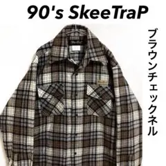 90s SkeeTraP ブラウンチェック ネルシャツ スケーターカジュアル