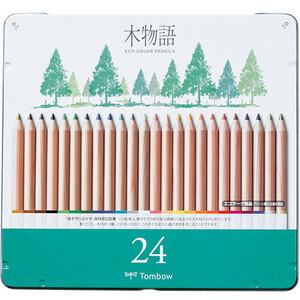 トンボ鉛筆 S木物語 缶入色鉛筆 24色セット Tombow-CB-RS24C