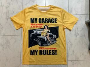  Tシャツ 半袖Tシャツ XLサイズ イエロー 黄色 アメ車 クラシックカーレトロ アメコミ 新品未使用品！