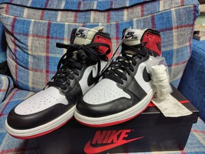 エア ジョーダン1 NIKE AIR JORDAN 1 RETRO HIGH OG BLACK TOE WHITE/BLACK-GYM RED US10 28cm 黒タグ 国内正規品 555088-184 つま黒 bred