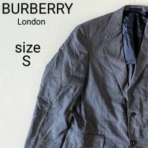 BURBERRYLondon　バーバリーロンドン　テーラードジャケット　ビジネス　カジュアル グレー系　S　麻　テンセル　紳士服　大人のバーバリー