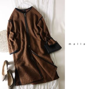 2.5万☆LUCA購入/マーラ malla☆プードルパイピングコート 38サイズ 日本製☆Y-F 0129