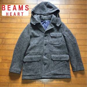 ★【 BEAMS HEART 】★ ウール フード付き ハーフコート★サイズM★O727