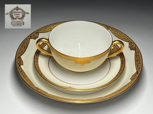 【瑞】 ノリタケNoritake　ROSALIE　金彩　スープカップ＆ソーサー＋皿