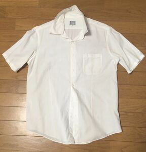 【中古品】タケオキクチ　半袖シャツ サイズ3 クリームストライプ