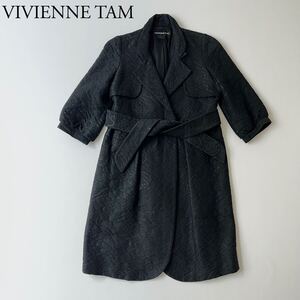 良品 VIVIENNE TAM ヴィヴィアンタム ロングコート 花柄　フラワー 七分袖　アウター　ベルト付き レディース