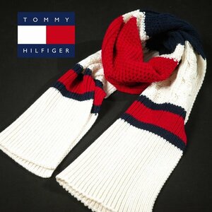 新品1円～★定価1.4万 TOMMY HILFIGER トミー ヒルフィガー ユニセックス ウール毛 ケーブルニットマフラー ロング ストール 本物◆6182◆