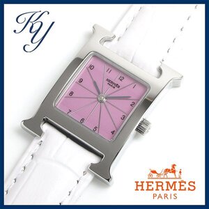 1円～ 価格高騰 3ヶ月保証付き 電池交換済み 美品 本物 定番 人気 HERMES エルメス Hウォッチ HH1.210 革ベルト レディース 時計