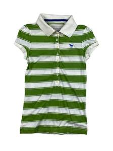 F/ Abercrombie&Fitch アバクロンビー＆フィッチ 半袖 ロゴワッペン ポロシャツ SIZE:M / 緑×白