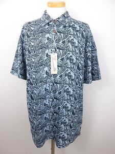 新品タグ付き！　クレイジーシャツ　Ｃrazy Shirts　半袖ポロシャツ　総柄　ハワイ　水色　紺　Ｌ