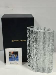 ◎ カガミクリスタル 花瓶 KAGAMI CRYSTAL F290 クリスタルガラス アンティーク 花器 フラワーベース インテリア 高さ20㎝ 箱付 　