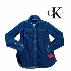 【極上美品】Calvin Klein Jeans カルバンクライン◆ 長袖 デニム シャツ トップス インディゴ サイズ S相当