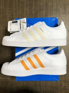 レアラインパターン◇未使用新品◇adidas ORIGINALS『SUPERSTAR GZ3737』◇28.0cm◇ホワイト×クリーム（外側）・オレンジ（内側）◇元箱有