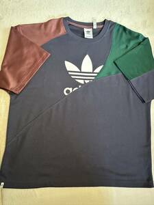 大人気アディダスオリジナルス adidas Originals アディカラー トリコット インターロック高級Tシャツ 夏服 XO 2XL ネイビー 綺麗 美品