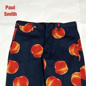 【希少】Paul Smith　ポールスミス　PRINT ANCLE CUT PANTS　総柄パンツ　ピーチ柄　ユニセックス　個性的　定価28,600円　263120 150M