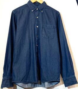 GLEEN LABEL RELAXING UNITED ARROWS★ボタンダウンシャツ★デニム★インディゴ染色★コットン★ユナイテッドアローズ★定価10,000円★紺