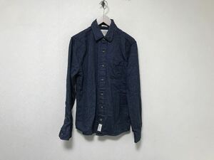 本物アバクロアンドフィッチAbercrombie&Fitchコットン厚手ネル長袖シャツサーフアメカジストリートビジネスメンズ紺ネイビー柄S