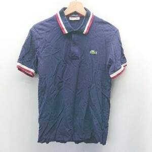 ◇ LACOSTE ラコステ カジュアル マリン ワンポイント シンプル 半袖 ポロシャツ サイズ4 ネイビー レディース E 1404240004290