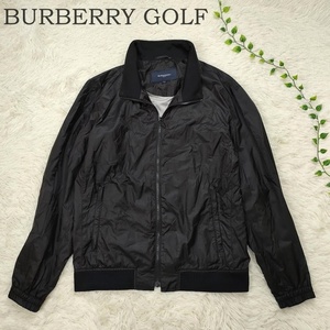 BURBERRY GOLF バーバリーゴルフ ナイロンジャケット メンズ L ブラック 黒 三陽商会 ハイネック バックロゴ プリント コーチジャケット