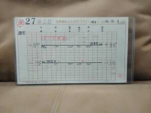 電車運転士仕業票 スタフ 津田沼電車区 休27仕業 昭和53年10月2日 総武線 中央総武緩行線 プラケース付 101系 103系 サボ 国鉄