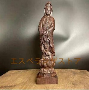 [エスペランザストア]仏像 沈香木彫り 観音菩薩 観音立像 置物 精密彫刻 高さ28cm