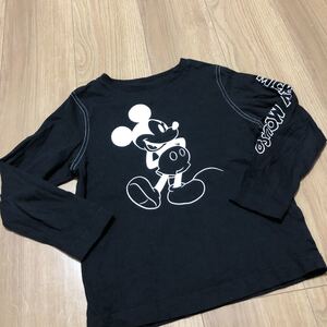 【GU×ディズニー】ミッキー　黒長袖Tシャツ カットソー　《美品》120 ロンT