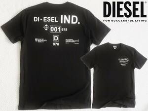 新品★ディーゼル DIESEL★セクシーな ブラック Tシャツ★ホワイト ロゴプリント★フロント&バックプリント★黒 白 XL★364