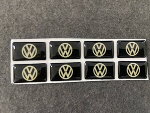 ★フォルクスワーゲン VOLKSWAGEN★09★ ステッカー エンブレム 8枚セット 結晶樹脂 防水シール 車の装飾 ブラック