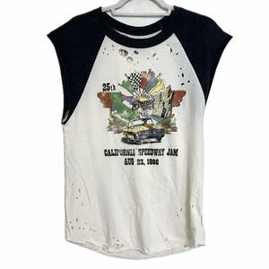 マウジー　MOUSSY ダメージ加工　ラグランTシャツ　車柄　1986 柄物