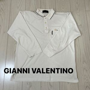 GIANNI VALENTINO バレンティノ ポロシャツ 白 長袖 サイズ：M メンズ THF-74