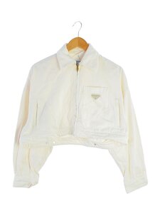 PRADA◆オーガニックデニムクロップドジャケット/36/デニム/WHT/GFB279 S212//