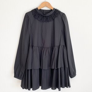 franche lippee black フランシュリッペ ブラック 丈長 レース使い ティアード ブラウス M レディース 未使用に近い 美品