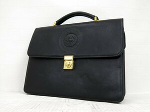 ◆超美品◆VERSACE ヴェルサーチ◆メンズ◆サンバースト◆カーフ レザー 本革◆ビジネス ハンド バッグ◆黒 G金具◆ヴィンテージ◆A6090