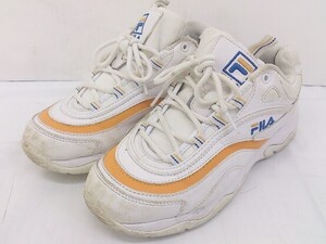 ◇ FILA フィラ 厚底 スニーカー シューズ サイズ24.5cm ホワイト オレンジ系 レディース