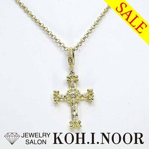 《SALE》アーカー ダイヤモンド 0.22ct 18金イエローゴールド K18YG ペンダント ネックレス クロス 十字架 AHKAH