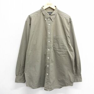 XL/古着 エディーバウアー 長袖 ブランド シャツ メンズ ロング丈 コットン ボタンダウン 緑系 グリーン 24sep14 中古 トッ