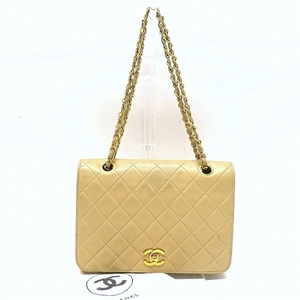 #axb シャネル CHANEL マトラッセ ショルダーバッグ ダブルチェーン フルフラップ ベージュ 6桁 15番台 レディース [837935]