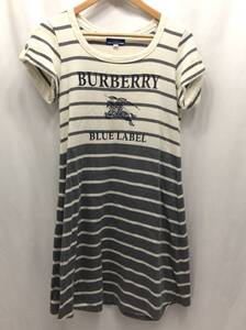 BURBERRY BLUE LABEL バーバリーブルーレーベル 半袖 ワンピース ストライプ ホワイト系 38 レディース 24091703