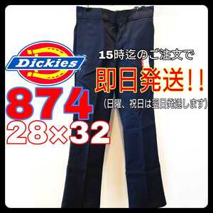 【dickies874】ディッキーズ ワークパンツ 28×32 ネイビー MEXICO レディース