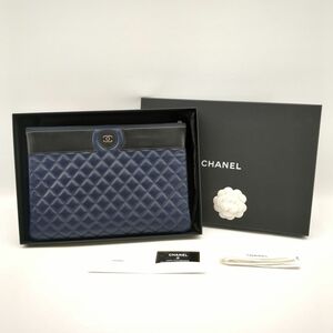 シャネル　クラッチバッグ　マトラッセ　ネイビー×ブラック　ココマーク　CHANEL 23696286 ◆3109/宮竹店