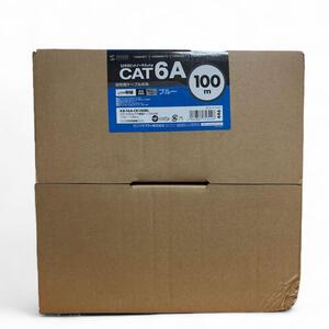 【新品未使用】サンワサプライ CAT6A LANケーブルのみ 自作用UTP単線ケーブル モデム用 (100m) 10Gbps/500MHz RJ45 ブルー KB-T6A-CB100BL