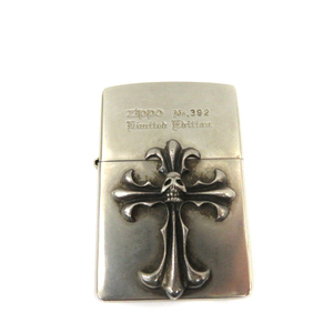 ジッポー ZIPPO SKULL&CROSS Limited Edition No.392 オイルライター 喫煙具 タバコ 小物 火花確認済み シルバー色 /YK1 ■GY18 その他